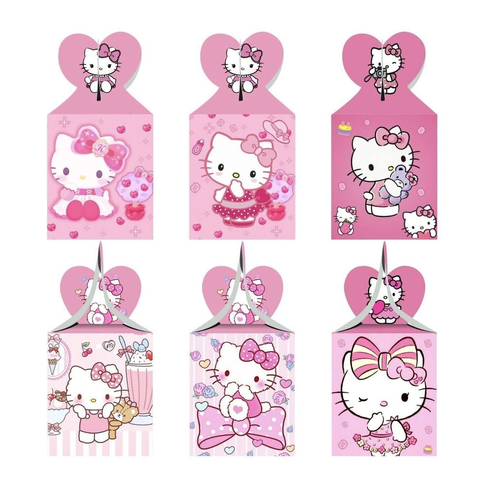 12 Pcs Set, hello kitty goody/Candy Boxes Kids Birthday Party Supplies